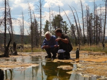 Field sampling of hot-spring microbial mats from Yellowstone National Park, Wyoming, USA