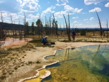 Getting ready for diel In situ measurements of hot spring microbial mats in Yellowstone National Park, Wyoming, USA